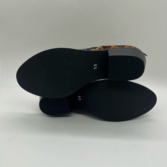 Journee Signature Boots Womens 5.5 Black Leather Shalece Ankle Leopard Print NEW - Picture 5 of 10